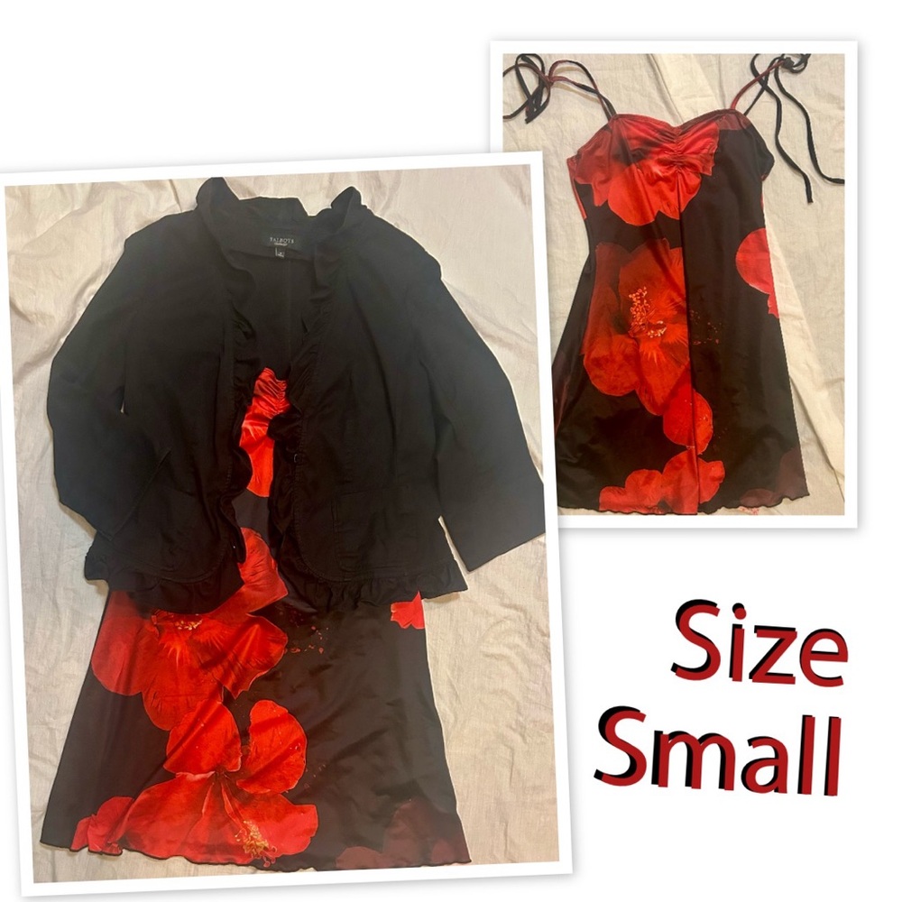 SHEIN Black and Red Floral Dress